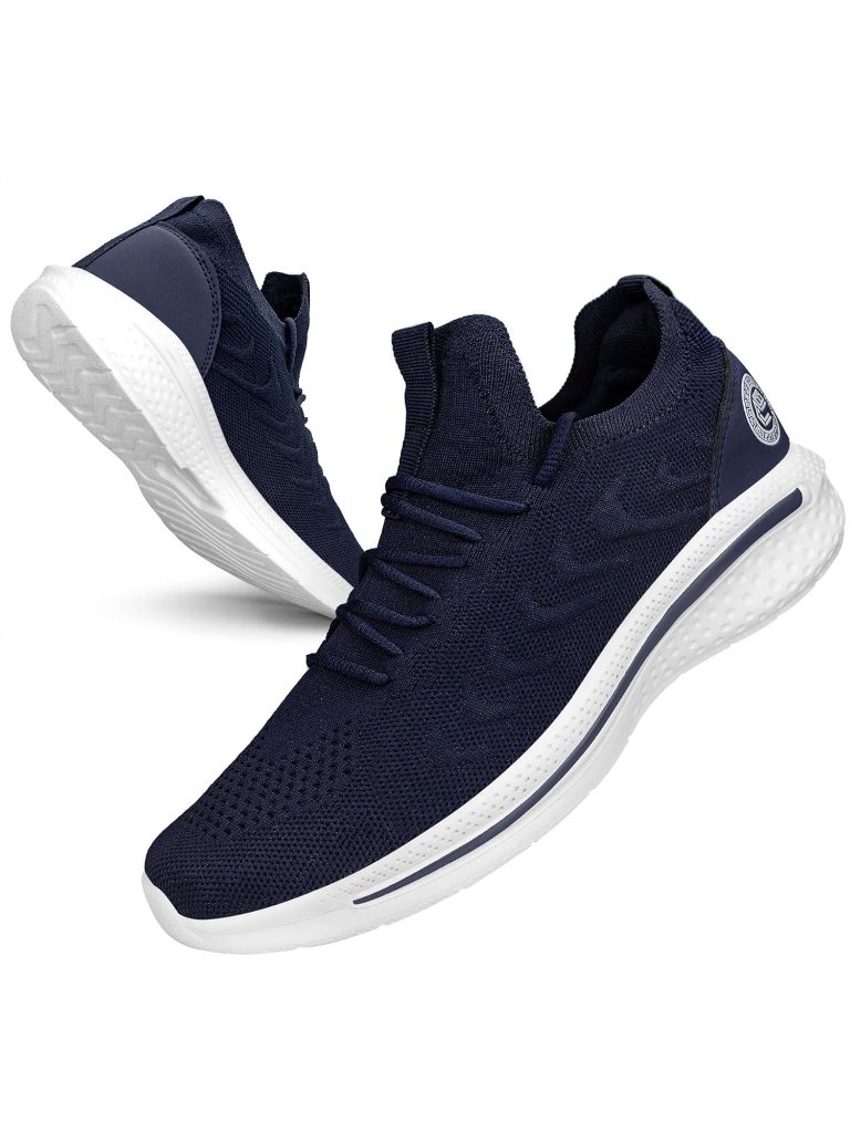 Men's Navy Blue Tennis Mesh Shoes Slip On Sneakers Ligthtweight Running Sneakers